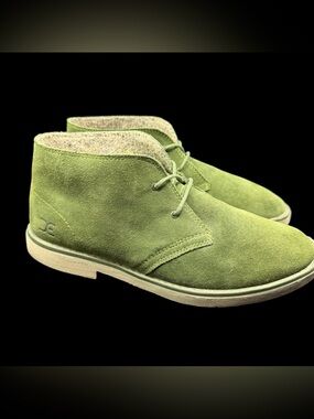 Hey Dude Mens Torino Green Suede Desert Boots Size :9 Memory Foam Sole